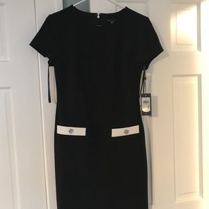 Tommy Hilfiger black shift dress with white detail